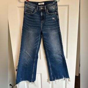 Zenana Dark Blue Flare Cropped Jeans